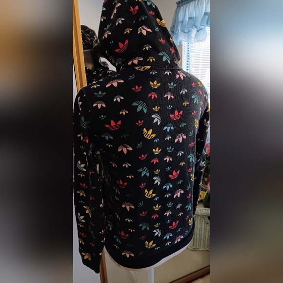 BOGO Sale 🌞 Adidas~Black Colorful Monogram Hooded Sweatshirt Unisex - Picture 7 of 16